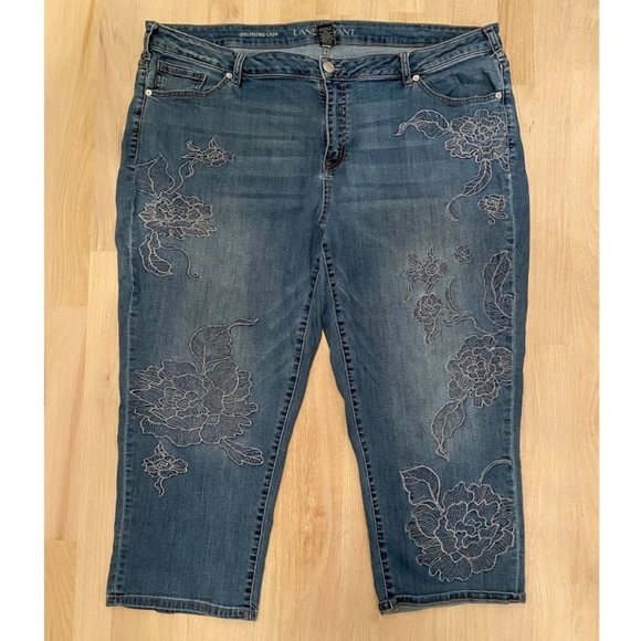 Lane Bryant girlfriend crop embroidered jean sz 22 - Picture 1 of 5